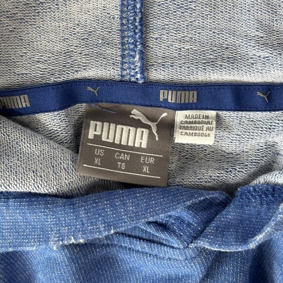 Puma Mens XL Blue Gray Logo Hoodie Pullover Long Sleeve Active Running Gymwear - Picture 8 of 16